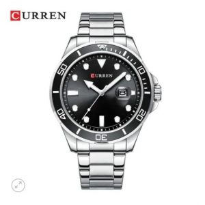 CURREN 8388 Mens Stainless Steel Quartz Watch – Silver & Black Dial