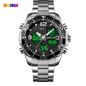 SKMEI 1649 LED Light Digital Quartz Wristwatch For Men – Silver